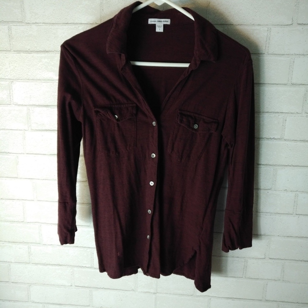 James Perse  Burgundy Button Down